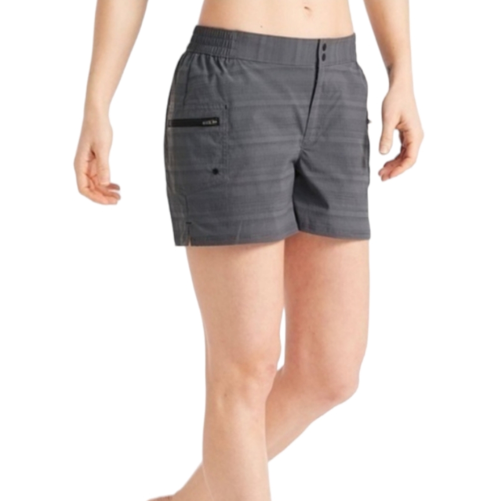 L.L. Bean Emerald Pond Gray Amphibian Short Striped Misses Medium NWT